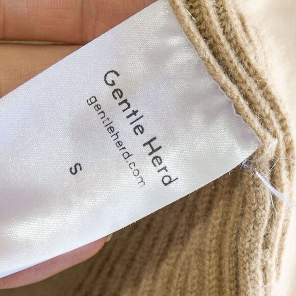 Gentle Herd Cardigan Cashmere Tan Beige Neutral Open Front Long Sleeve Sweater - Picture 5 of 8